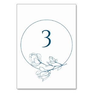 VARJE NUMMER Blommigt Bordsnumret Navy Blue Bröllo Bordsnummer