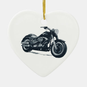 Varje pojke älskar en fet blåttamerikanmotorcyke julgransprydnad keramik