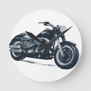 Varje pojke älskar en fet blåttamerikanmotorcyke rund klocka