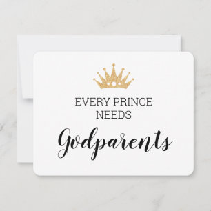 Varje Prince Needs Godföräldrar Christening Kort