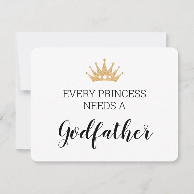 Varje prinsessa behöver en gudfader Christening Kort (Framsida)