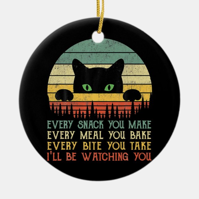 Varje Snack som du gör till Cat Funny Cat Mamma Ca Julgransprydnad Keramik (Framsidan)