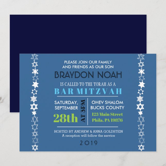 VARJE STAR ÄR UNIK Bat mitzvah inbjudan till Pub (Fram/baksida)