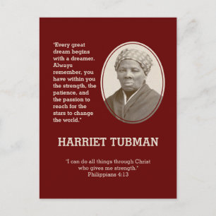 Varje Underbar Dream BHM HARRIET TUBMAN-citat Vykort