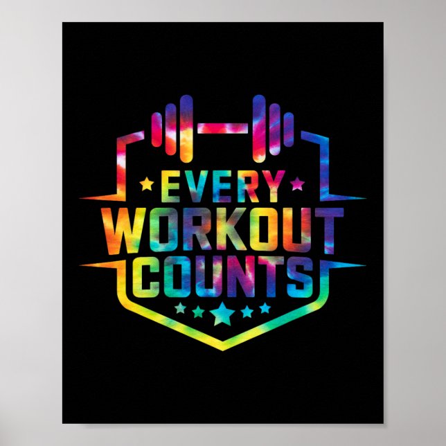 Varje workout Counts Funny Gym Ord Motivated T Poster (Framsidan)