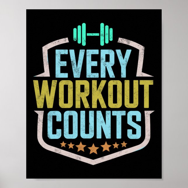 Varje workout Counts Funny Gym Ord Motivated V Poster (Framsidan)