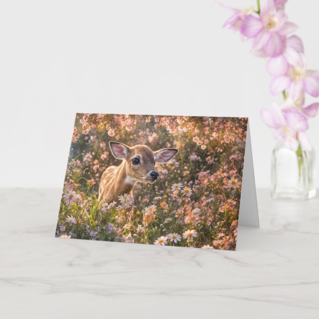 Vårjevndagsbarn Hjortfawn Vilda djur i blommor Kort (Orkide)