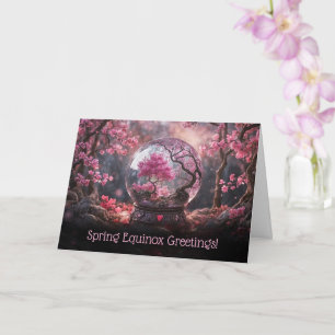 Vårjevndagshelningar med vackra rosa blommor kort