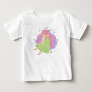 Vårkanin Flicka Illustration T Shirt