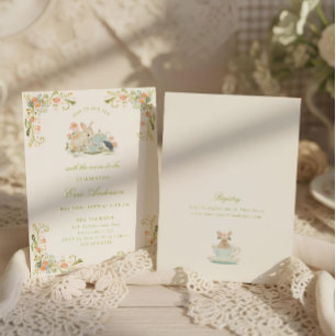 Vårkanin Te med blivande mamma - Baby Shower Inbjudningar