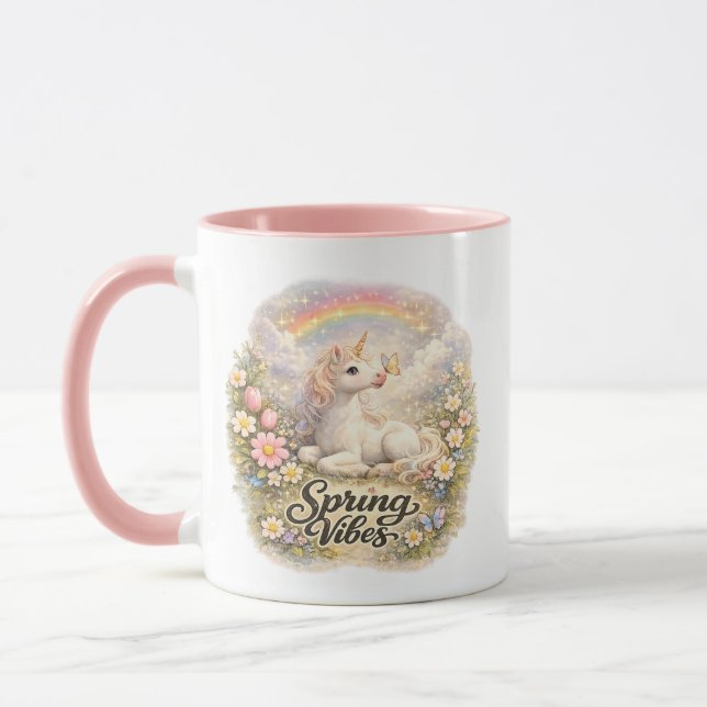 Vårkänslor Enhörning Mugg | Pastell Cottage blommi (Vänster)