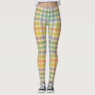 Vårkaroad mönster i orange grönt och brunt leggings