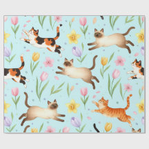 Vårkatparad – Hoppande Katter & Blommor