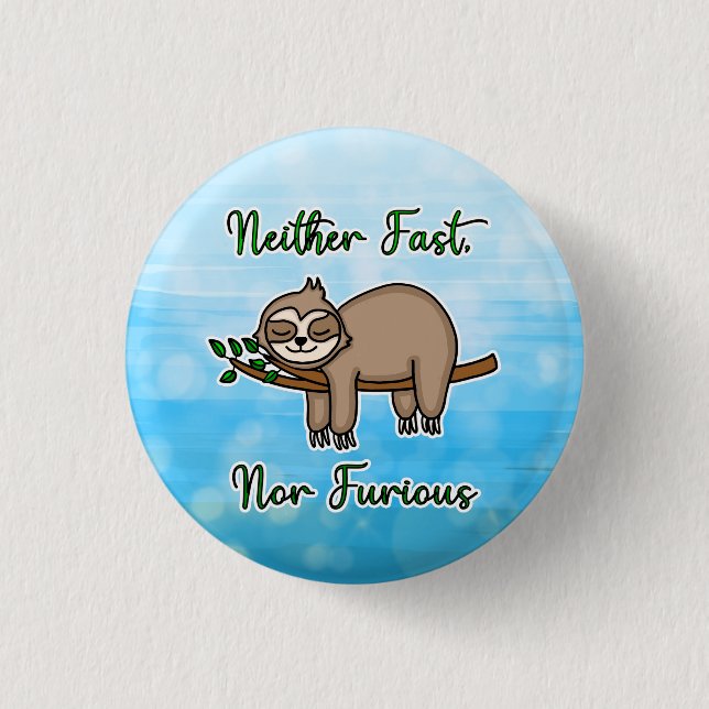 Varken Fast eller Furir Lazy Sloth på Träd Gren Knapp (Framsida)