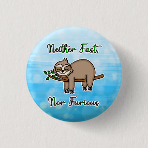 Varken Fast eller Furir Lazy Sloth på Träd Gren Knapp