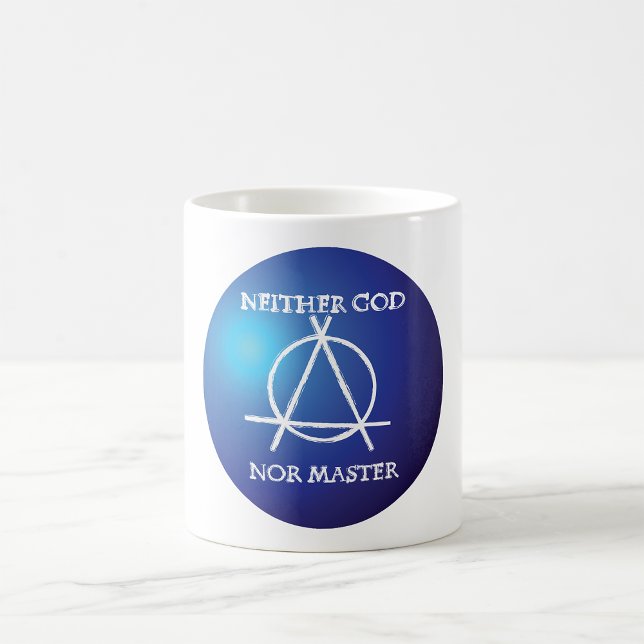 Varken gud eller mästare i anarki-symbol kaffemugg (Skapare uppladdad)