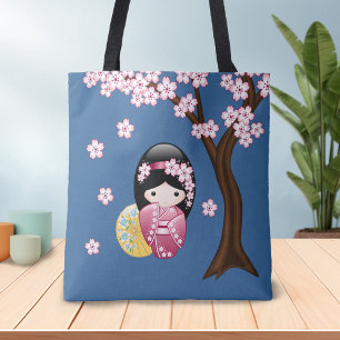VårKokeshi docka - gullig japansk Geishaflicka Tygkasse