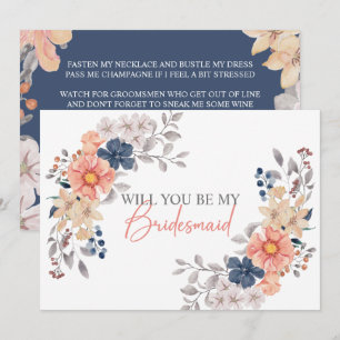 Vårkorall Marin Blommig Vill Du Vara Min Brudtärna Inbjudningar