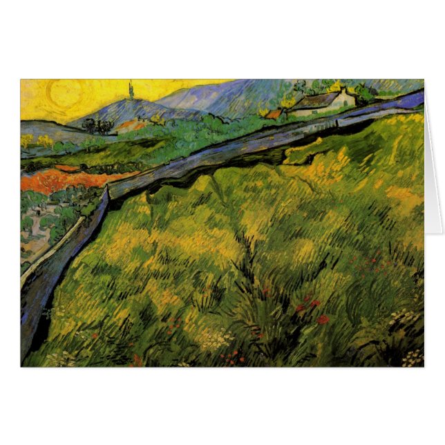 Vårkornsfält, soluppgång av Vincent van Gogh Hälsningskort (Framsidan Horizontal)