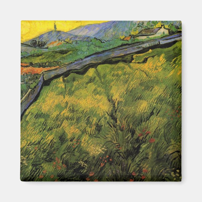 Vårkornsfält, soluppgång av Vincent van Gogh Magnet (Framsidan)