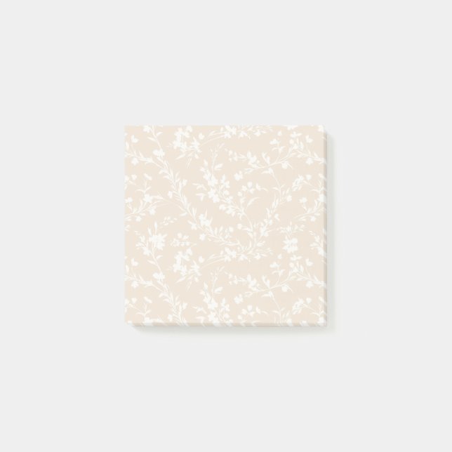 Vårkvistar Neutral - Mjuk Linne Post-it Block (Framsida)