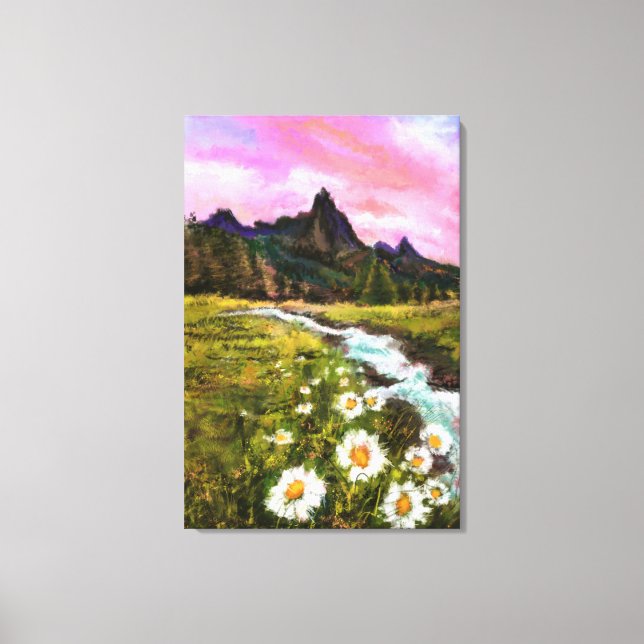 Vårlandskap - Blommande - Originalmålning Canvastryck (Framsida)