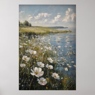 Vårlandskapsutskrift, Digitalt fält med vilda blom Poster