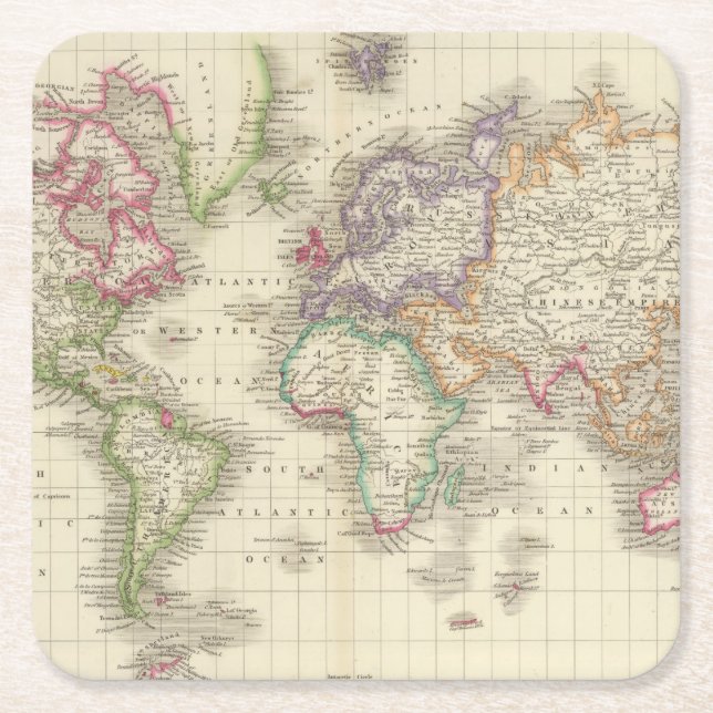 Värld 9 underlägg papper kvadrat (Framsidan)