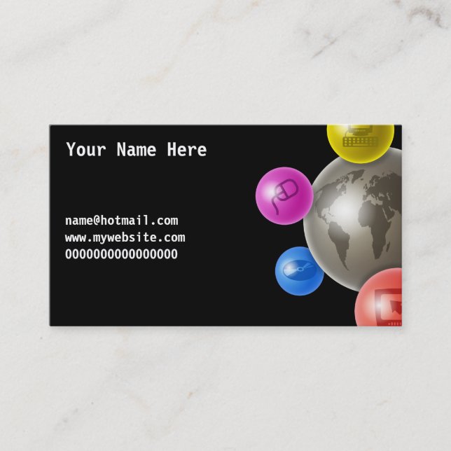 Värld av datorer, ditt namn här, name@hotmai.. visitkort (Framsida)