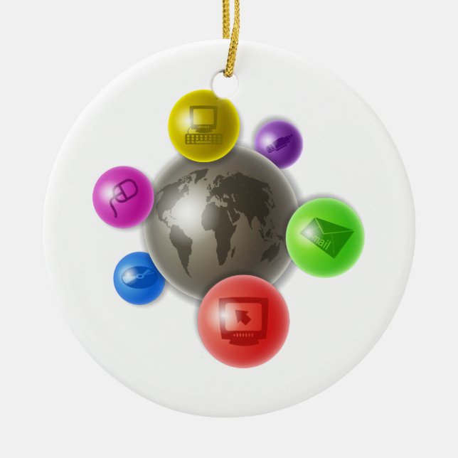 Värld av datorer julgransprydnad keramik (Framsidan)