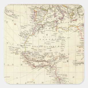 Värld, gnomonic proj mig afrika och södra Europa Fyrkantigt Klistermärke