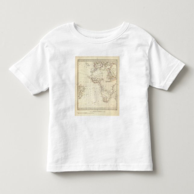 Värld, gnomonic proj mig afrika och södra Europa Tee Shirt (Framsida)