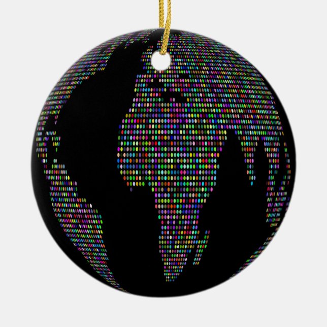 värld jorden planet jordglob karta julgransprydnad keramik (Framsidan)