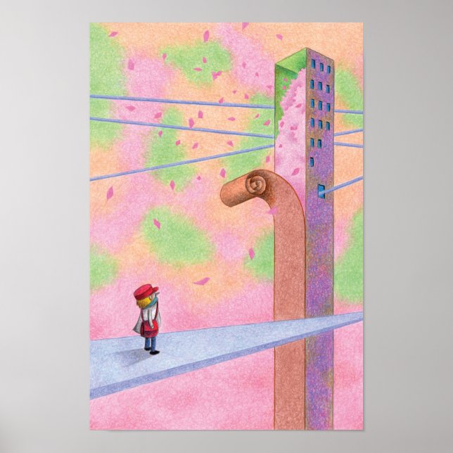 Värld omgiven av körsbärsblommor. poster (Framsidan)