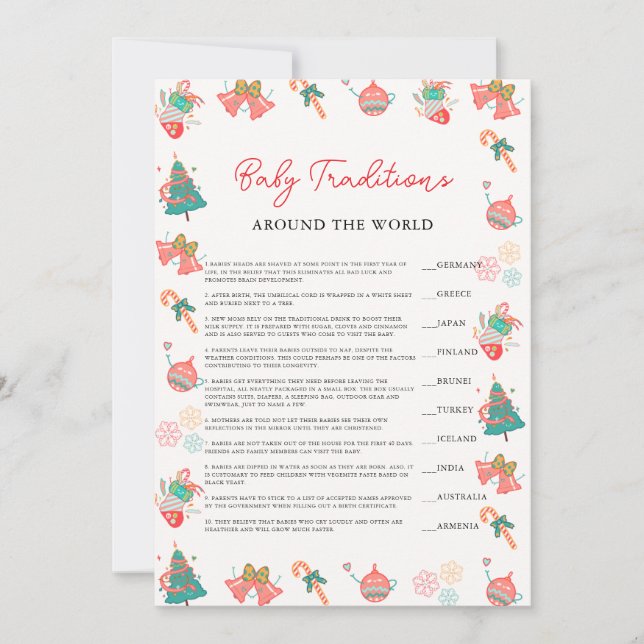 värld runt för babyskor i Baby-traditioner Julkort (Framsida)