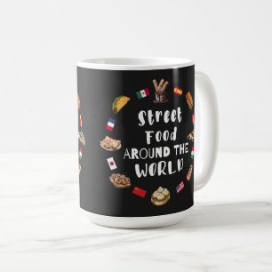 Värld runt för gatumat kaffemugg