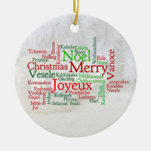 Värld runt för jultidings julgransprydnad keramik
