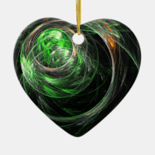 Värld runt Grönt Abstrakt Art Heart Ornament