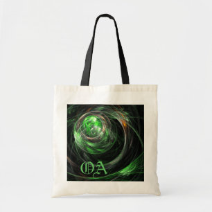 Värld runt Grönt Abstrakt Art Monogram Bag Tygkasse