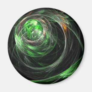 Värld runt Grönt Abstrakt Art Round Magnet