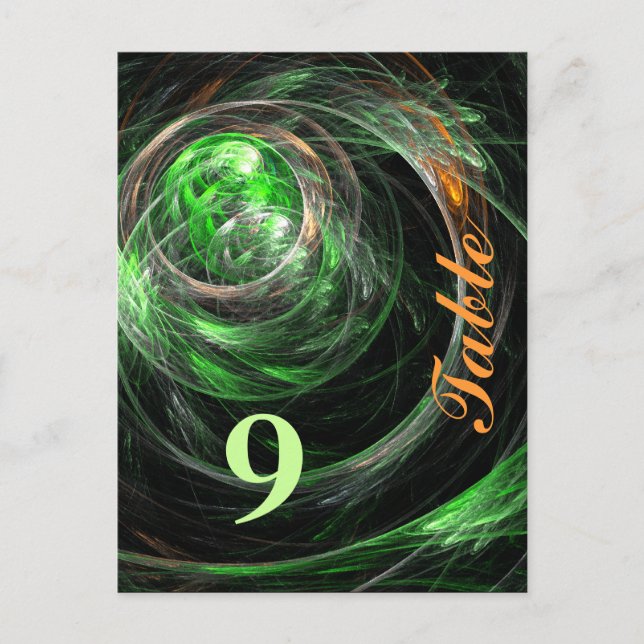 Värld runt Grönt Bordsnummer vykort (Framsida)