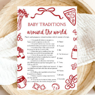 Värld runt om traditionella i Hand plockade Baby Inbjudningar