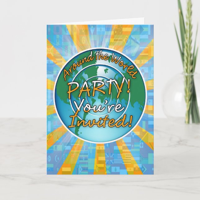 Värld runt party med Globe Inbjudan (Framsida)
