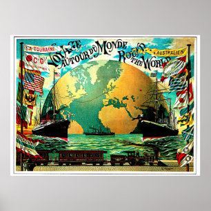 Värld runtresavintage resor poster