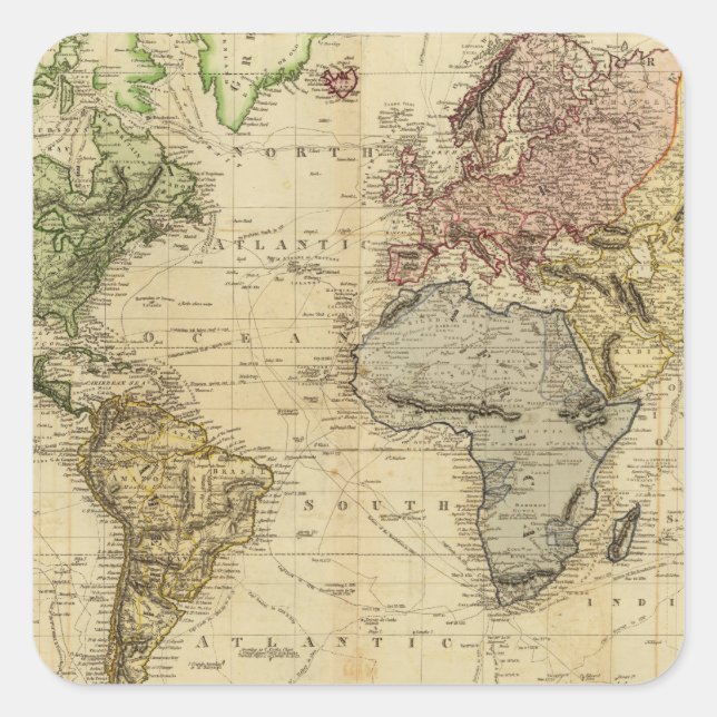 Världen 5 fyrkantigt klistermärke (Framsida)