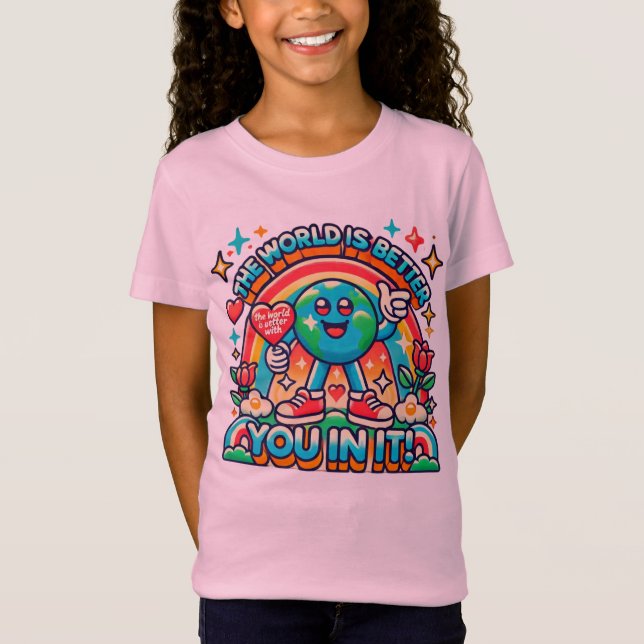 Världen är bättre med din barnflicka t shirt (Framsida)