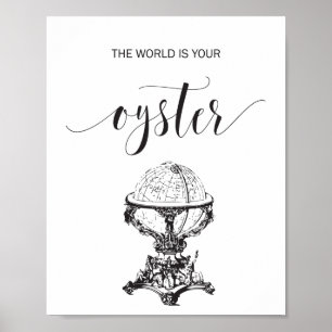 Världen är ditt ostron, svart och vitt glob poster