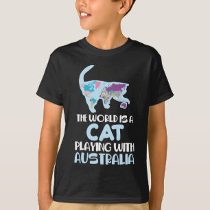 Världen är en katt som leker Australien och reser  T Shirt