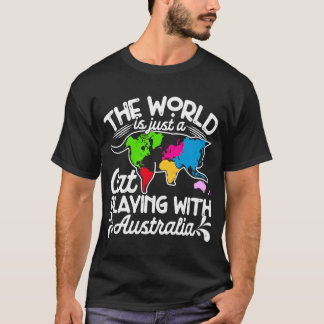 Världen är en katt som spelar i Karta Australien T Shirt