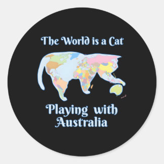 Världen är en katt som spelar Karta Runt Klistermärke